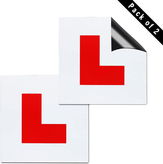 LONOVE Magnetic L Plates for New Car Driver (Pack of 2) - Water Proof L Plates Magnetic - 1mm Thick L- Plates