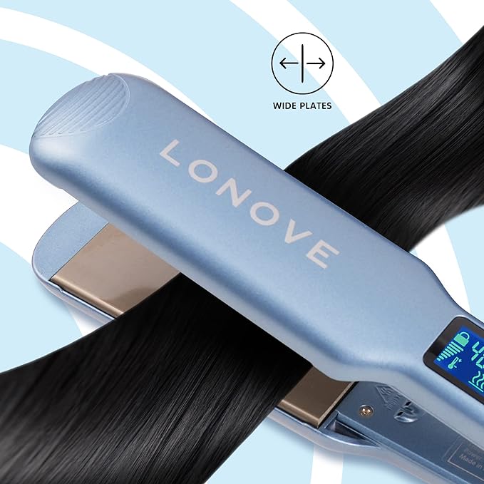 Touch Control Titanium Wide Plate Hair Straighteners for Thick Hair - Professional Flat Iron Hair Straightener