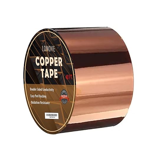 LONOVE BEAUTY PRODUCTS Copper Tape Slug Repellent (50mm wide, 40 Feet Long Roll) - Double-Sided Conductive Adhesive Copper Foil Tape self adhesive